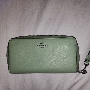 Coach Refined Pebble Leather Long Zip Around Wallet